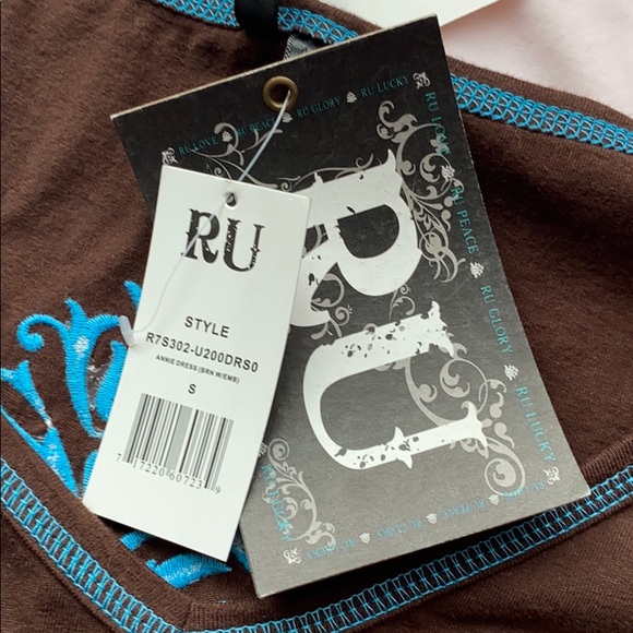 RU CAVENDERS BROWN AND TURQUOISE DRESS - Picture 2 of 2